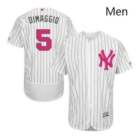 Mens Majestic New York Yankees 5 Joe DiMaggio Authentic White 2016 Mothers Day Fashion Flex Base MLB Jersey